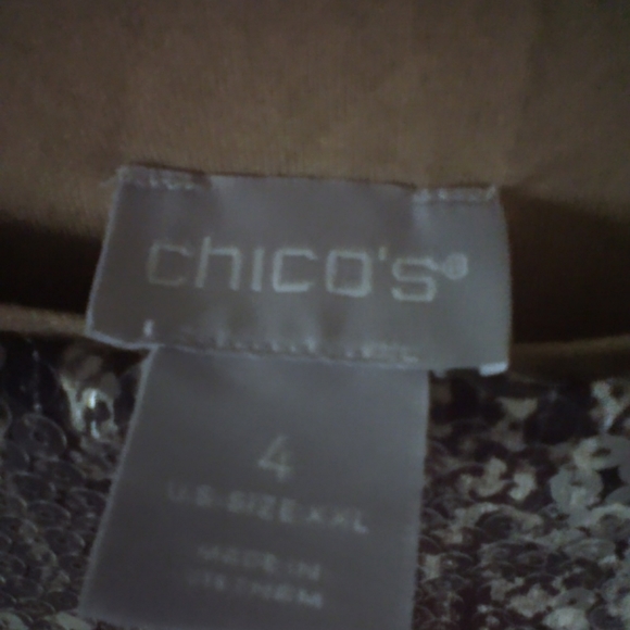 NWT Chico Women's Tunic Sz 4 Python Sequins Top Boat Neck Lined Holiday Evening - Picture 5 of 8